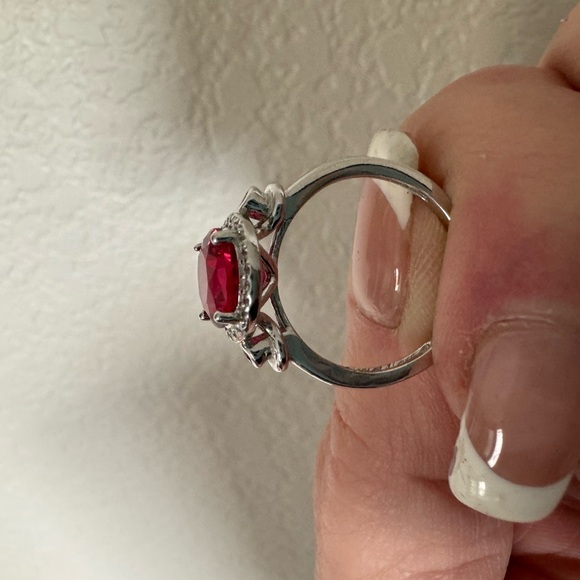 Genuine 3CT Ruby, Pink/White Sapphire Ring 7 & 8 - Picture 9 of 10